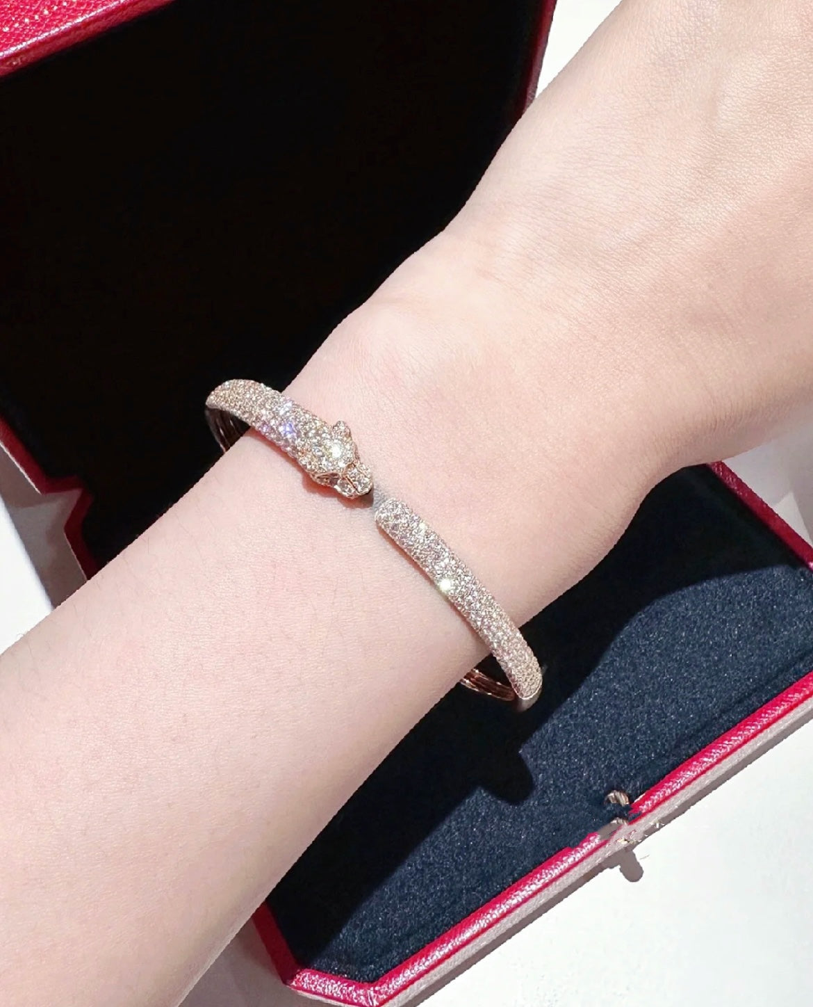 [⭐Spark]PANTHERE FULL DIAMOND OPEN BRACELET