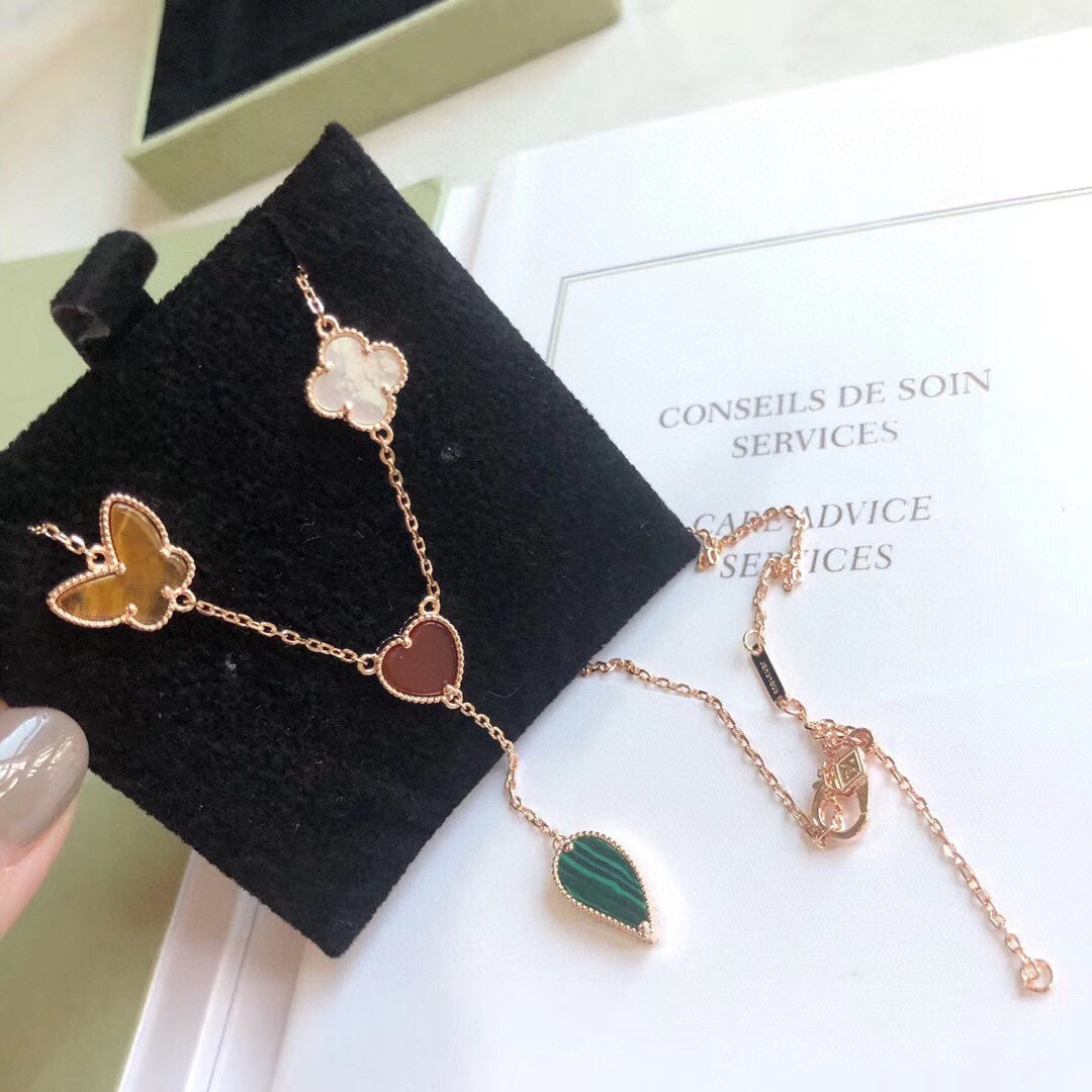 [⭐Spark]LUCKY SPRING 4 MOTIFS ROSE GOLD NECKLACE