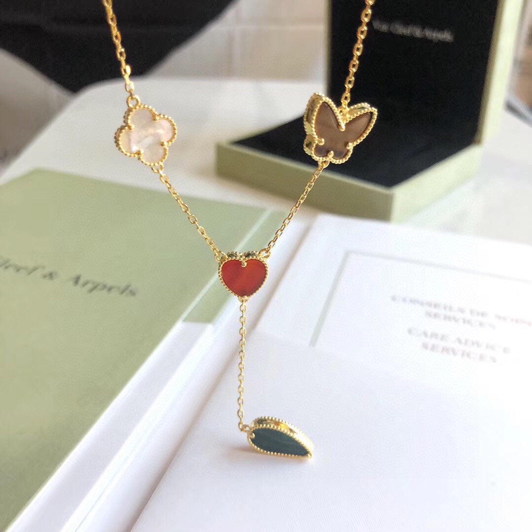 [⭐Spark]LUCKY SPRING 4 MOTIFS ROSE GOLD NECKLACE