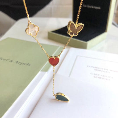 [⭐Spark]LUCKY SPRING 4 MOTIFS ROSE GOLD NECKLACE