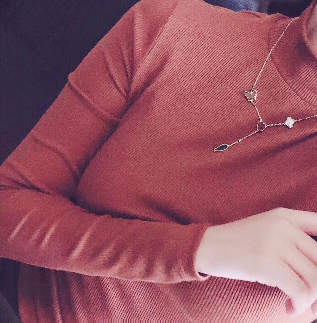 [⭐Spark]LUCKY SPRING 4 MOTIFS ROSE GOLD NECKLACE