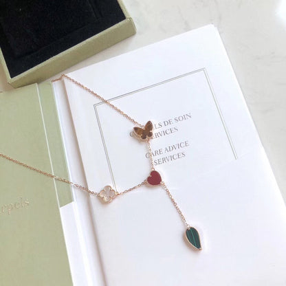 [⭐Spark]LUCKY SPRING 4 MOTIFS ROSE GOLD NECKLACE