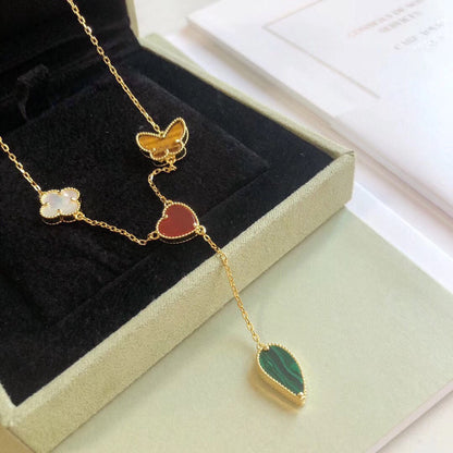 [⭐Spark]LUCKY SPRING 4 MOTIFS ROSE GOLD NECKLACE