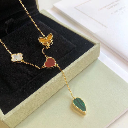 [⭐Spark]LUCKY SPRING 4 MOTIFS ROSE GOLD NECKLACE