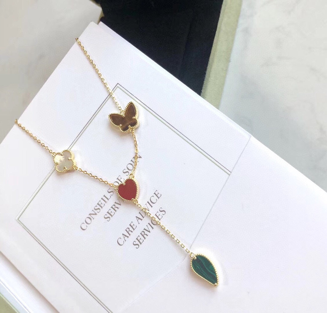 [⭐Spark]LUCKY SPRING 4 MOTIFS ROSE GOLD NECKLACE