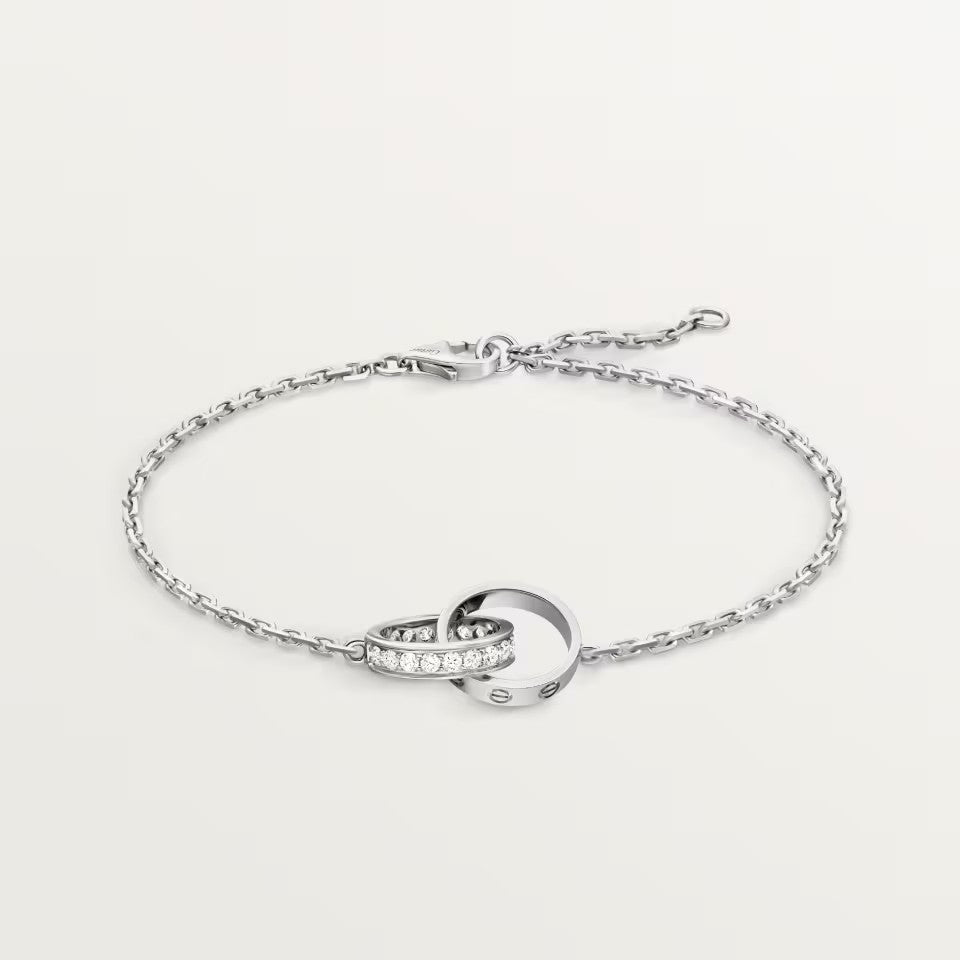 [⭐Spark]LOVE DOUBLE RING HALF DIAMOND BRACELET