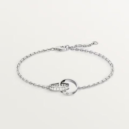 [⭐Spark]LOVE DOUBLE RING HALF DIAMOND BRACELET