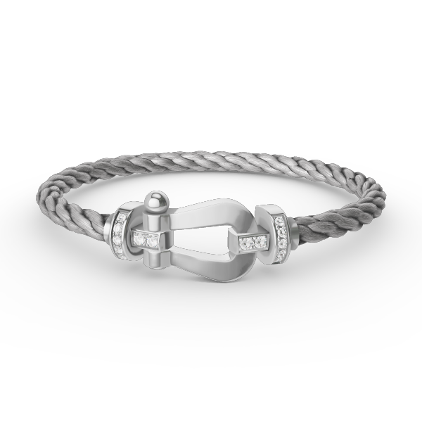 [⭐Spark]FORCE LARGE HORSESHOE HALF DIAMOND BRACELET SILVER