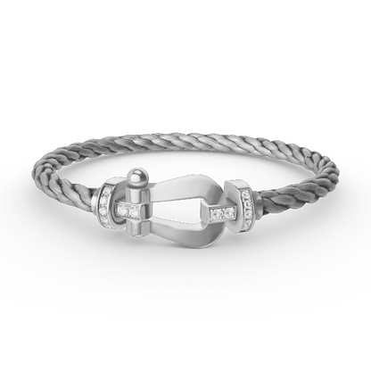 [⭐Spark]FORCE LARGE HORSESHOE HALF DIAMOND BRACELET SILVER