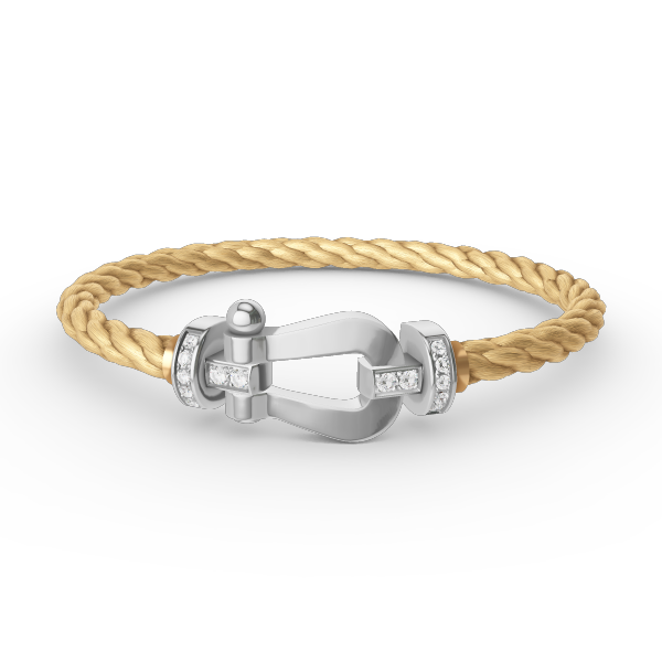 [⭐Spark]FORCE LARGE HORSESHOE HALF DIAMOND BRACELET SILVER
