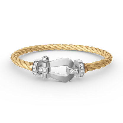 [⭐Spark]FORCE LARGE HORSESHOE HALF DIAMOND BRACELET SILVER