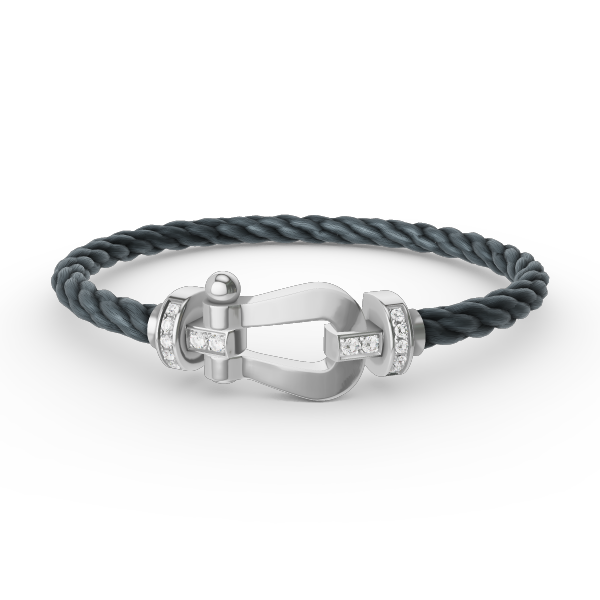 [⭐Spark]FORCE LARGE HORSESHOE HALF DIAMOND BRACELET SILVER