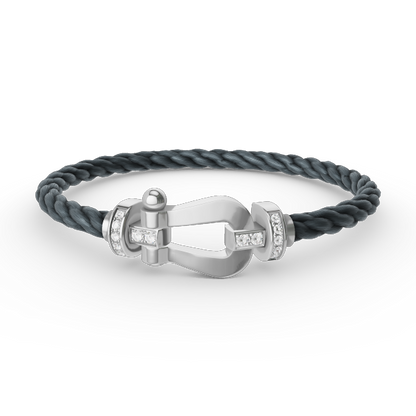 [⭐Spark]FORCE LARGE HORSESHOE HALF DIAMOND BRACELET SILVER