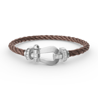 [⭐Spark]FORCE LARGE HORSESHOE HALF DIAMOND BRACELET SILVER