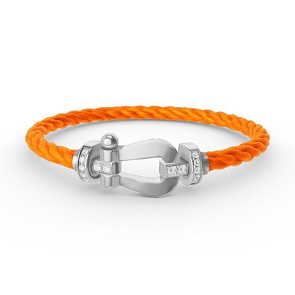 [⭐Spark]FORCE LARGE HORSESHOE HALF DIAMOND BRACELET SILVER