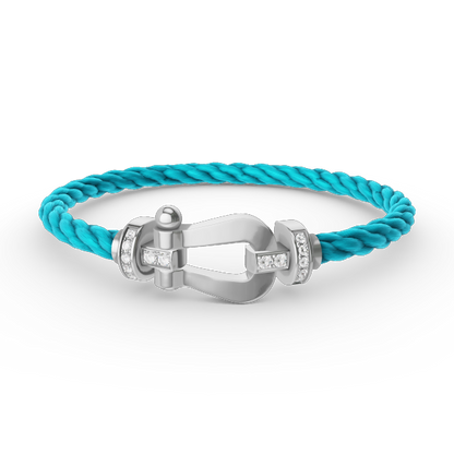 [⭐Spark]FORCE LARGE HORSESHOE HALF DIAMOND BRACELET SILVER