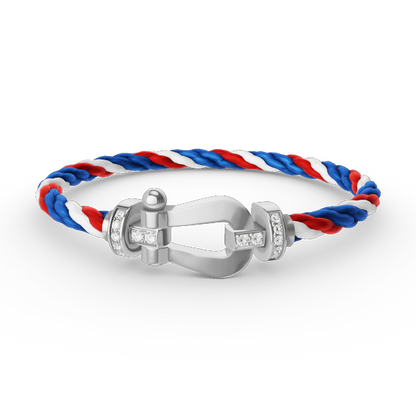 [⭐Spark]FORCE LARGE HORSESHOE HALF DIAMOND BRACELET SILVER