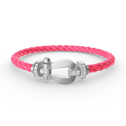 [⭐Spark]FORCE LARGE HORSESHOE HALF DIAMOND BRACELET SILVER