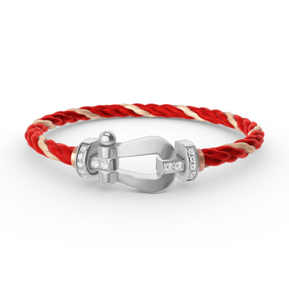 [⭐Spark]FORCE LARGE HORSESHOE HALF DIAMOND BRACELET SILVER