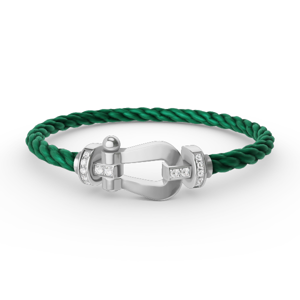 [⭐Spark]FORCE LARGE HORSESHOE HALF DIAMOND BRACELET SILVER
