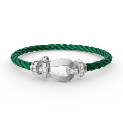 [⭐Spark]FORCE LARGE HORSESHOE HALF DIAMOND BRACELET SILVER