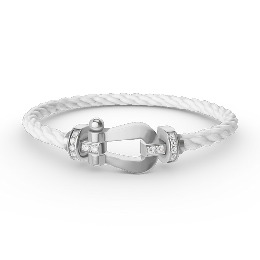 [⭐Spark]FORCE LARGE HORSESHOE HALF DIAMOND BRACELET SILVER
