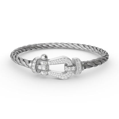 [⭐Spark]FORCE LARGE HORSESHOE FULL DIAMOND BRACELET SILVER