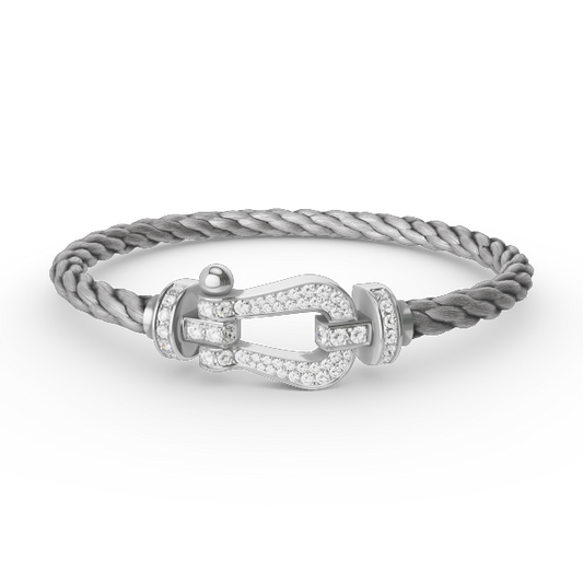 [⭐Spark]FORCE LARGE HORSESHOE FULL DIAMOND BRACELET SILVER