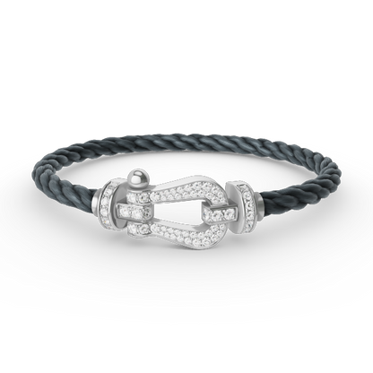 [⭐Spark]FORCE LARGE HORSESHOE FULL DIAMOND BRACELET SILVER