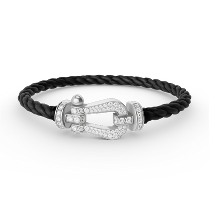 [⭐Spark]FORCE LARGE HORSESHOE FULL DIAMOND BRACELET SILVER