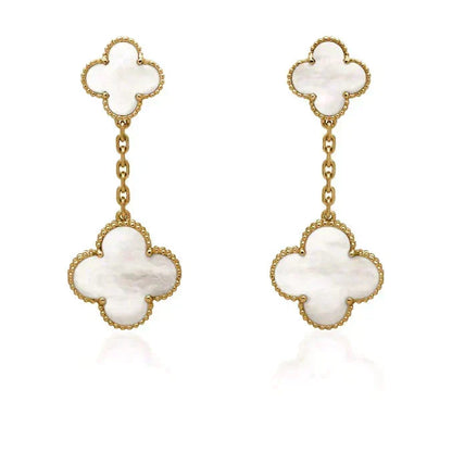 [⭐Spark]CLOVER 2 MOTIF WHITE MOP EARRINGS