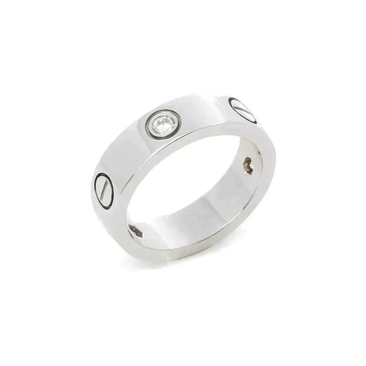 [⭐Spark]LOVE RING 5.5MM 3 DIAMONDS SILVER